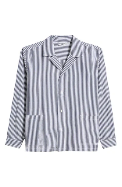 Service Works Waiter Stripe Poplin Button-up Shirt In Blue