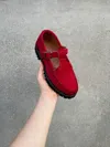 Sesa Footwear Women's Providence Hairy Calfskin T-strap Loafer In Raspberry In Multi