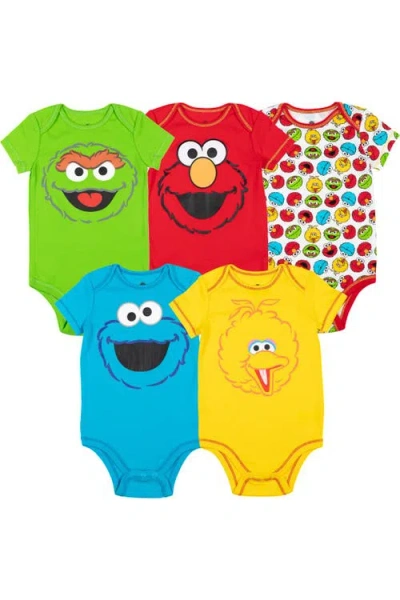 Sesame Street Babies' ® 5-pack One Piece Short Sleeve Bodysuits In Red Blue Green Yellow
