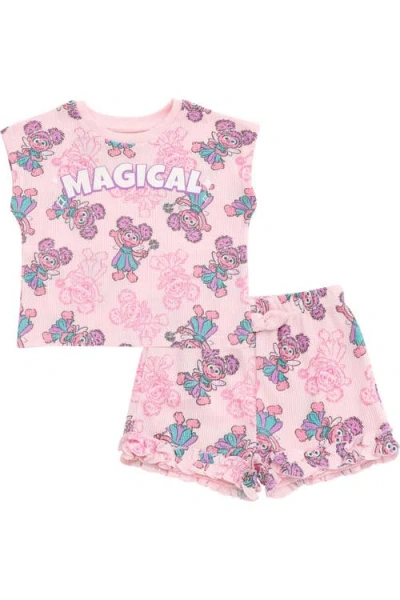 Sesame Street Babies' ® Abby Cadabby Girls' T-shirt And Waffle Shorts Set In Abby Cadabby Pink