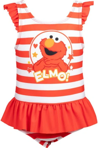 Sesame Street Babies' ® Elmo Sleeveless One-piece Bathing Suit In Elmo Red Stripe