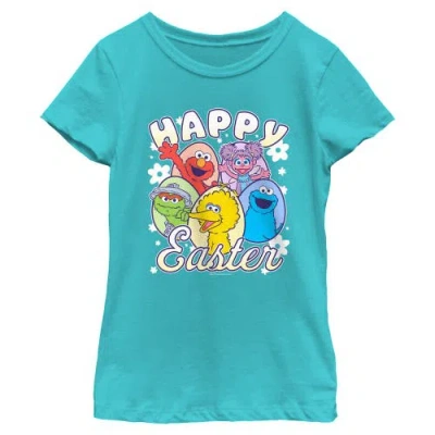 Sesame Street Kids' ® Girl's  Happy Easter Eggs  Graphic T-shirt In Blue