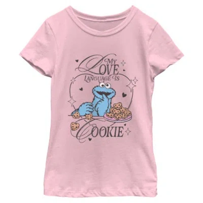 Sesame Street Kids' ® Girl's  My Love Language Is Cookies  Graphic T-shirt In Pink