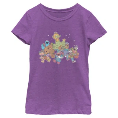 Sesame Street Kids' ® Girl's  Trick Or Treat With Elmo And His Friends  Graphic T-shirt In Purple