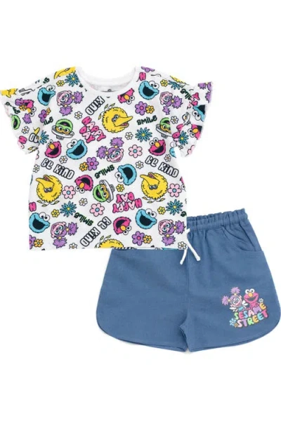 Sesame Street Babies' ® T-shirt And Chambray Shorts Set In White Chambray