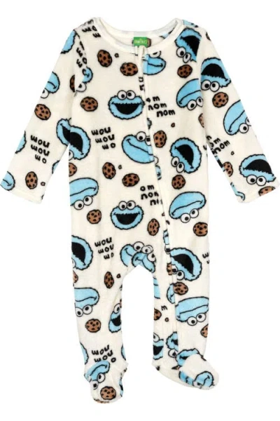 Sesame Street Babies' ® Zip-up Footed Sleep N' Play Coverall In Ivory Cookie Monster