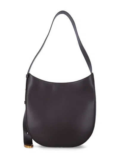 Sessun 100% Cowhide Leather Shoulder Bag In Dark Brown