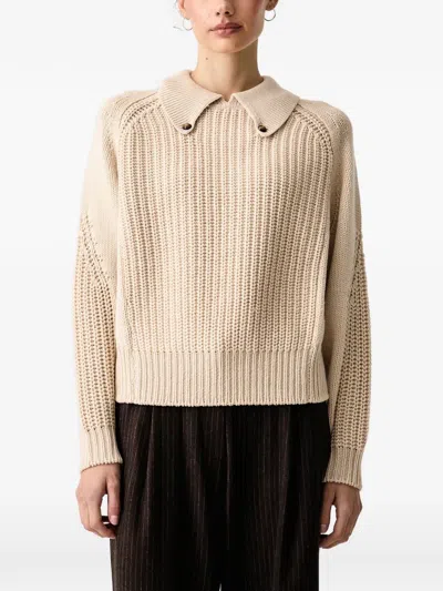 Sessun Afang Button-detail Ribbed Sweater In Neutral