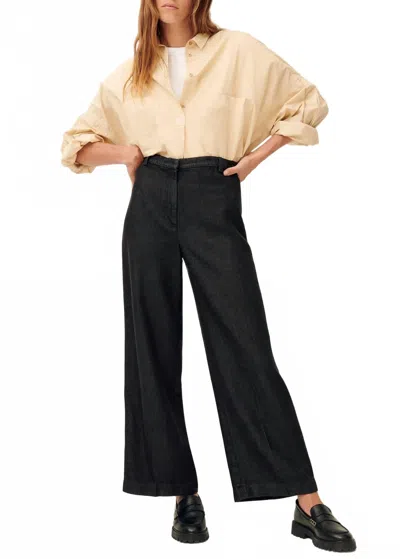 Sessun Aldivio Wide-leg Pants In Carbonella In Black