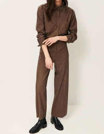 Sessun Aldiwool Straight Pleated Pants In Warm Stone In Brown