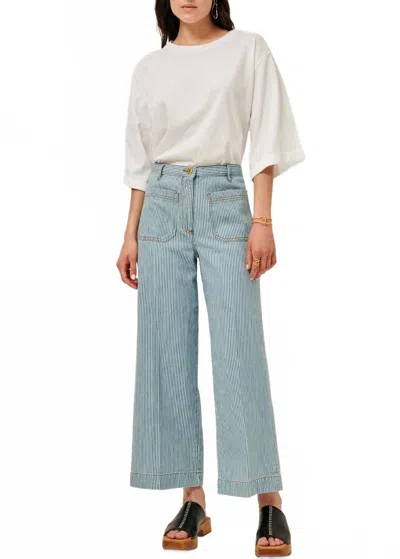 Sessun Aldricks Straight-leg Pleated Pants In Coutil Sky In Multi