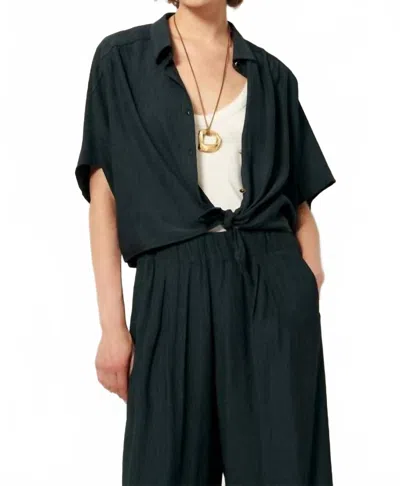 Sessun Alfassa Button Front Blouse In Smoke Green In Black