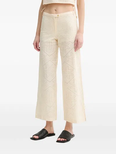 Sessun Allindy Embroidered Flared Trousers In Neutral