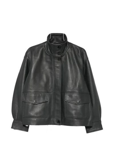 Sessun Alvann Leather Jacket In Gray
