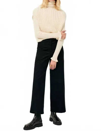 Sessun Alvelvet Straight-leg Trouser Pants In Black