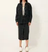Sessun Amadeo Midi Length Pencil Skirt In Stonewash Denim In Multi
