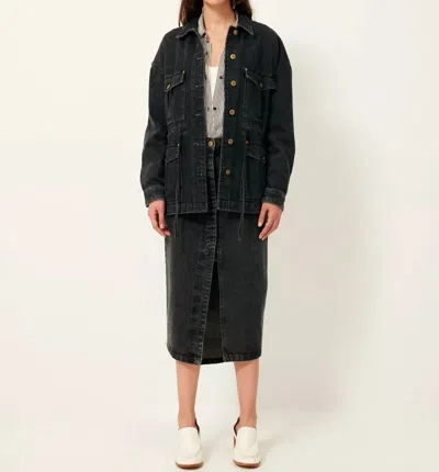 Sessun Amadeo Midi Length Pencil Skirt In Stonewash Denim In Multi