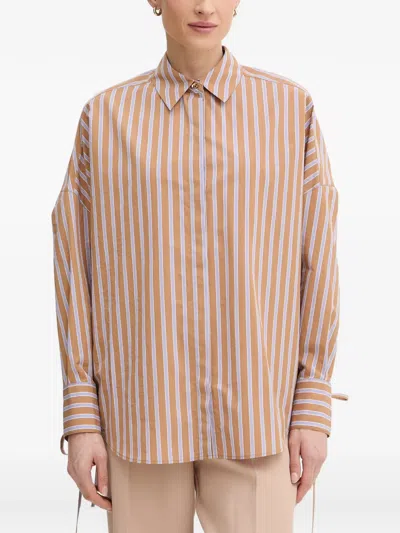 Sessun Armando Striped Tie-cuff Shirt In Orange