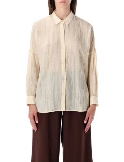 SESSUN SESSÙN BEIGE CREPE STRIPED SHIRT