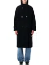 Sessun Black Wool Double-breasted Coat With High Collar In Black