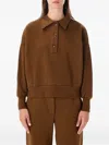 Sessun Long Sleeve Collared Button-front Sweatshirt In Brown