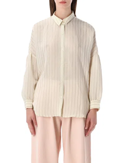 Sessun Sessùn Botan Sheer Striped Shirt In White