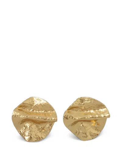 Sessun Brittae Hammered Earrings In Gold