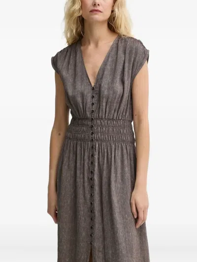 Sessun Button-front Midi Dress In Brown