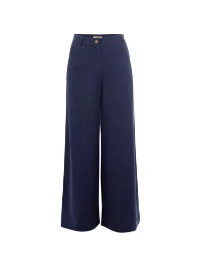 Sessun Button-up Palazzo Pants In Blue