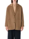Sessun Camel Wool Jacket With Loose Fit In Brown