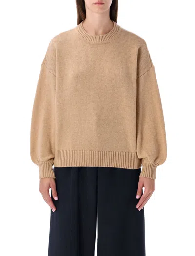 SESSUN SESSUN CAMEL WOOL KNIT SWEATER WITH BALLOON SLEEVES
