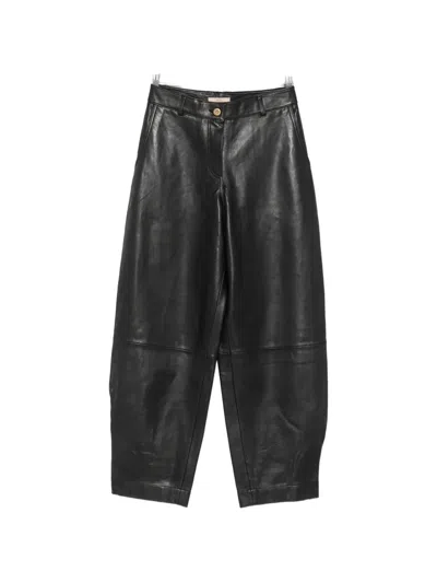 Sessun Carlea Leather Tapered Trousers In Black