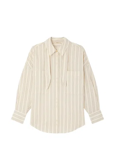 Sessun Cecily Striped Pussy-bow Shirt In Neutral