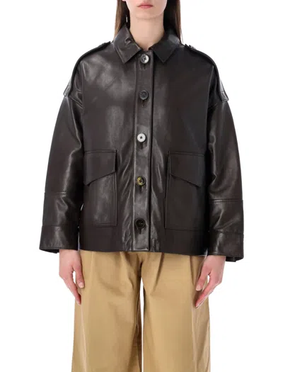 Sessun Chic Lambskin Mini Coat For Women In Black