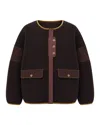 Sessun Collarless Wool Button-front Coat In Black