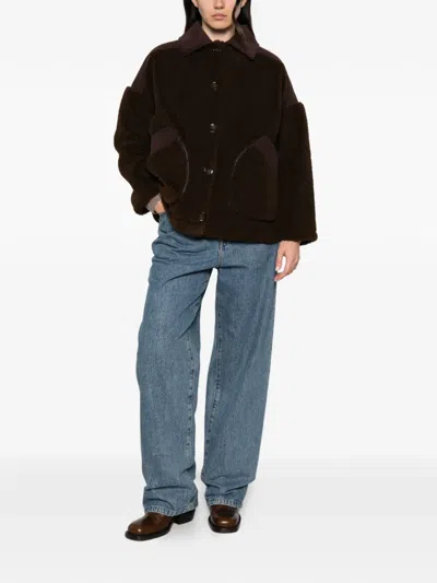 Sessun Corduroy-trimmed Shearling Jacket In Brown