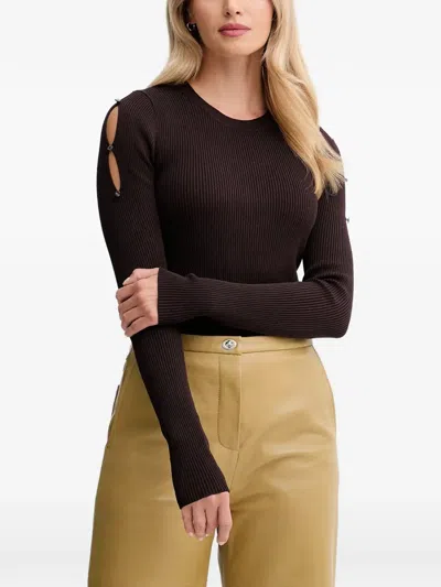 Sessun Cut-out Knitted Top In Brown