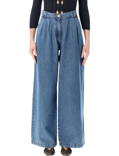 Sessun Sessùn Diegui Pleated Wide-leg Jeans In Blue