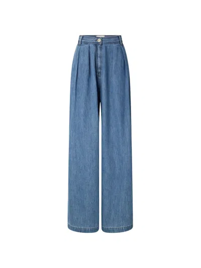 Sessun Diegui Pleated Wide-leg Jeans In Blue