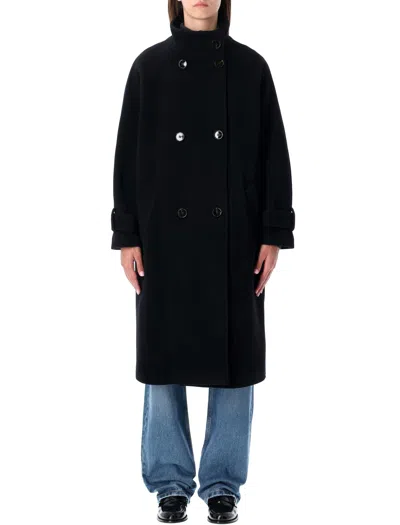Sessun Double-breasted Wool Coat In Nero