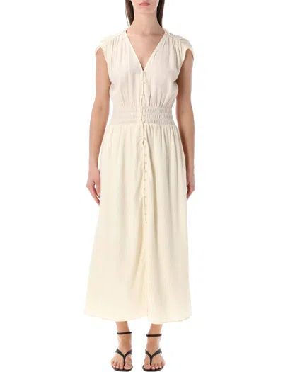 Sessun Elegant Sleeveless Maxi Dress With Button Front - Size S In Neutral