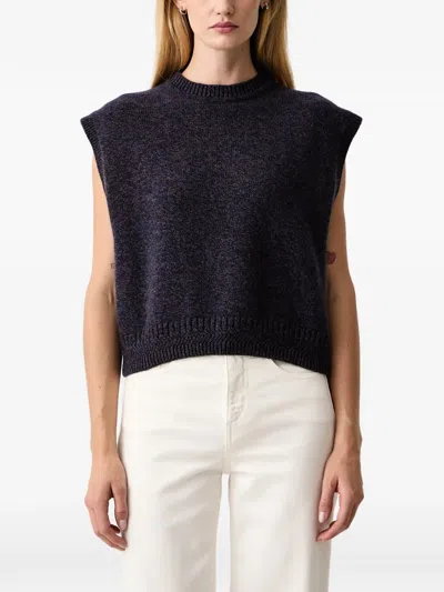 Sessun Fabinino Ribbed-trim Sweater Vest In Blue