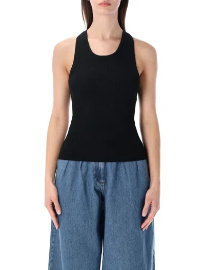 Sessun Fitted Sleeveless Rib-knit Top With Open Back In Moonless