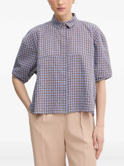 Sessun Florentina Gingham-check Short-sleeve Shirt In Blue