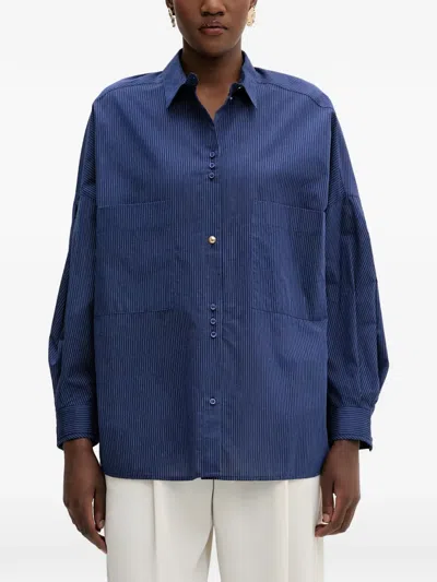 Sessun Fontania Pinstripe-pattern Long-sleeve Shirt In Blue