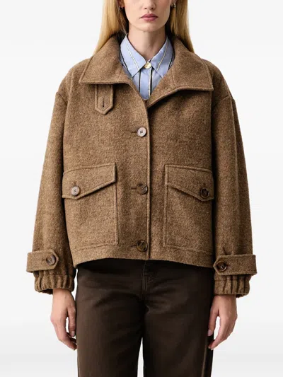 Sessun Hattson Button-up Pocket-detail Jacket In Brown