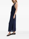 Sessun Helene Cross-back Gold-detail Maxi Dress In Blue