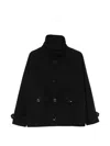 Sessun High-neck Button-up Oversized Jacket In Black