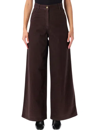 Sessun High-waist Wide-leg Cotton Jeans In Marrone