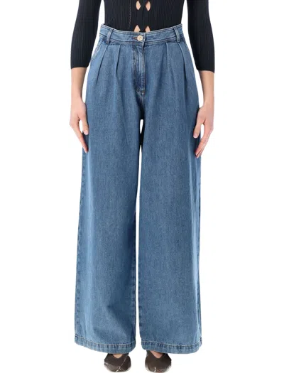 Sessun High-waisted Wide-leg Jeans In Mid Blue